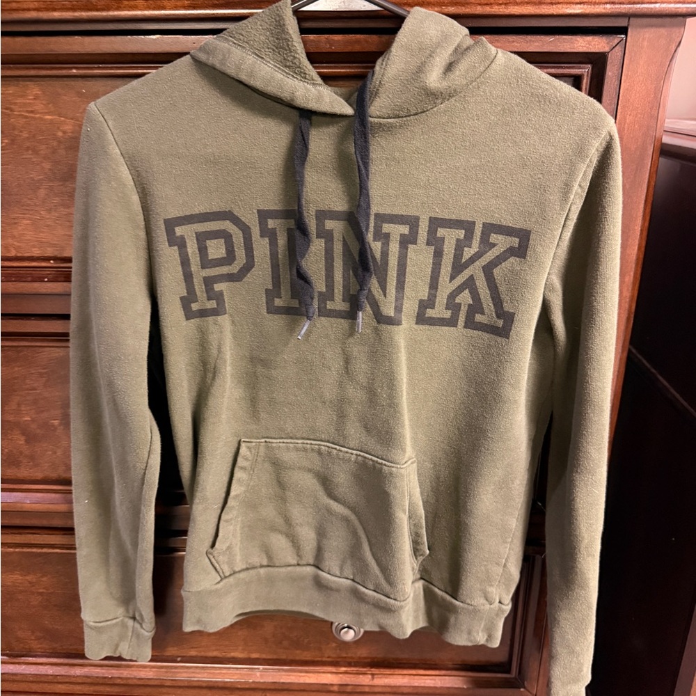 PINK Victoria's Secret Olive Green Pullover Hoodie